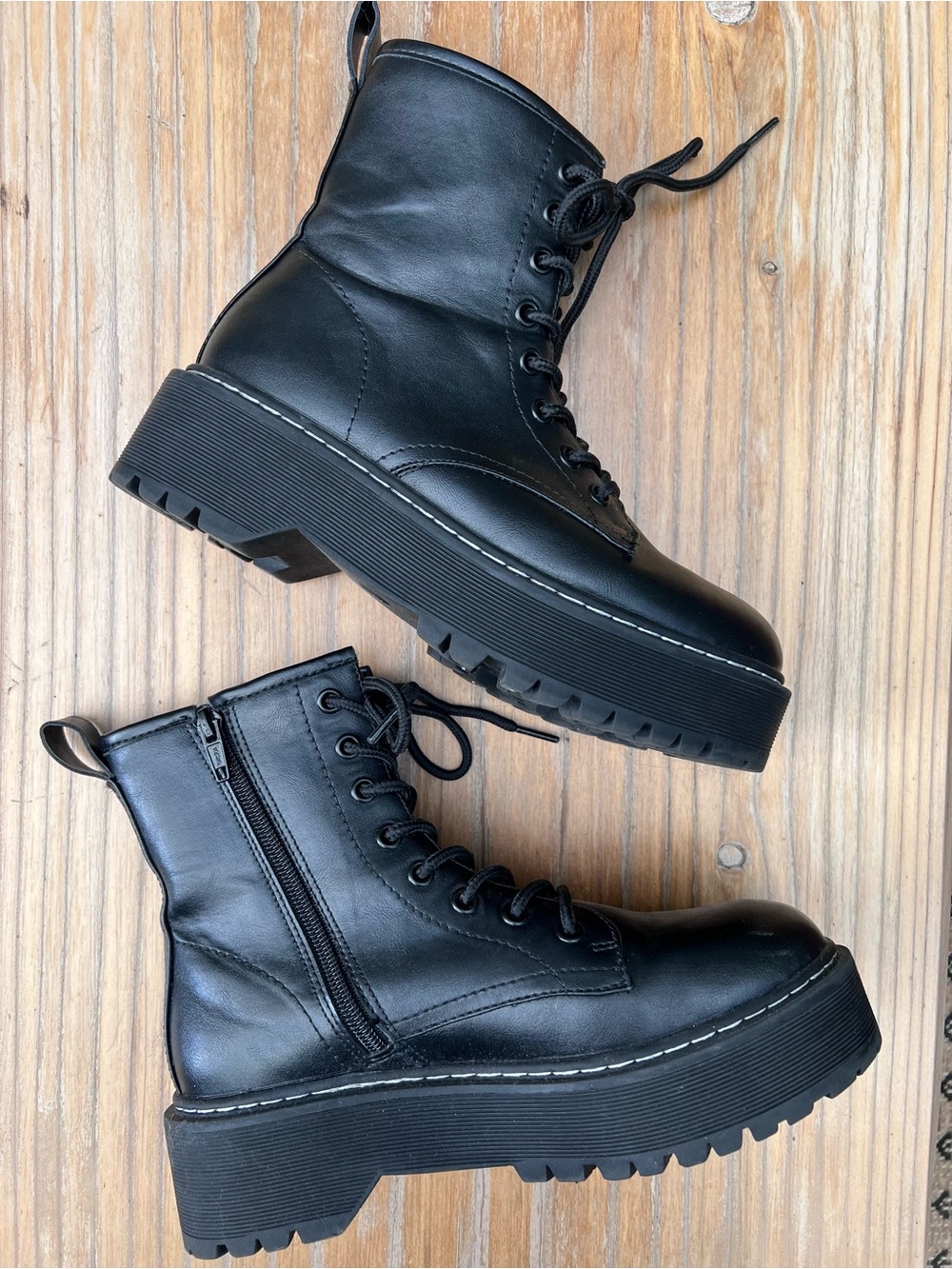 Black Platform Combat Boots